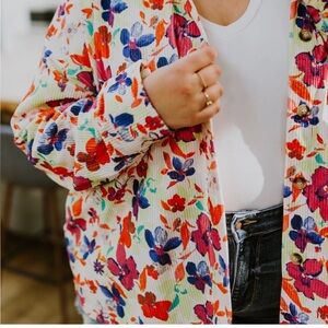 Floral Multicolor Thick Women's Button Up Top
